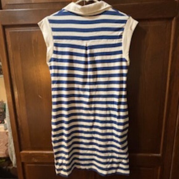 Blue and White Striped MEROKEETY Polo Shirt - Picture 2 of 3